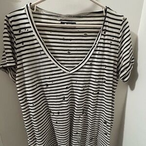 Michael Lauren Striped Black and White Top